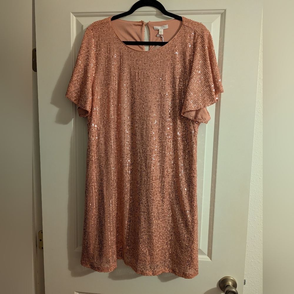 NWT LC Lauren Conrad Light Pink Sequin Dress Plus Size XXL Party Cocktail